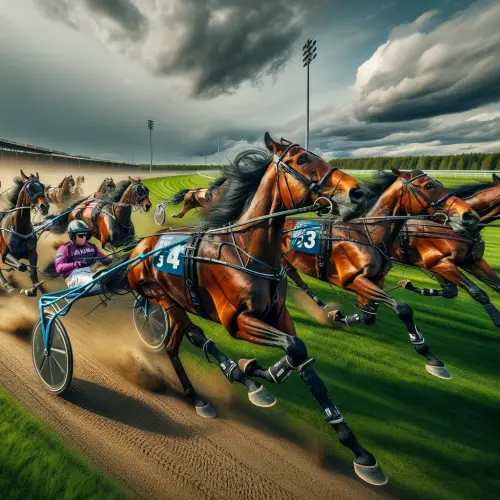 A trotting race at a racecourse
